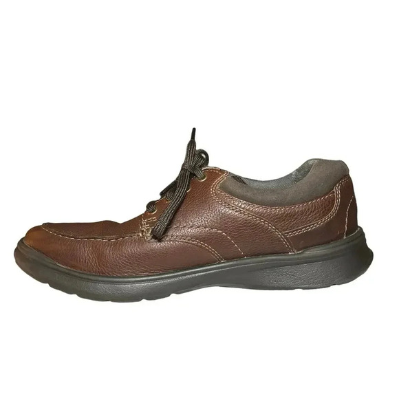 Clark’s Men’s Bradley Vibe Tan Tumbled Leather Shoes Brown Size 10 - Picture 6 of 9